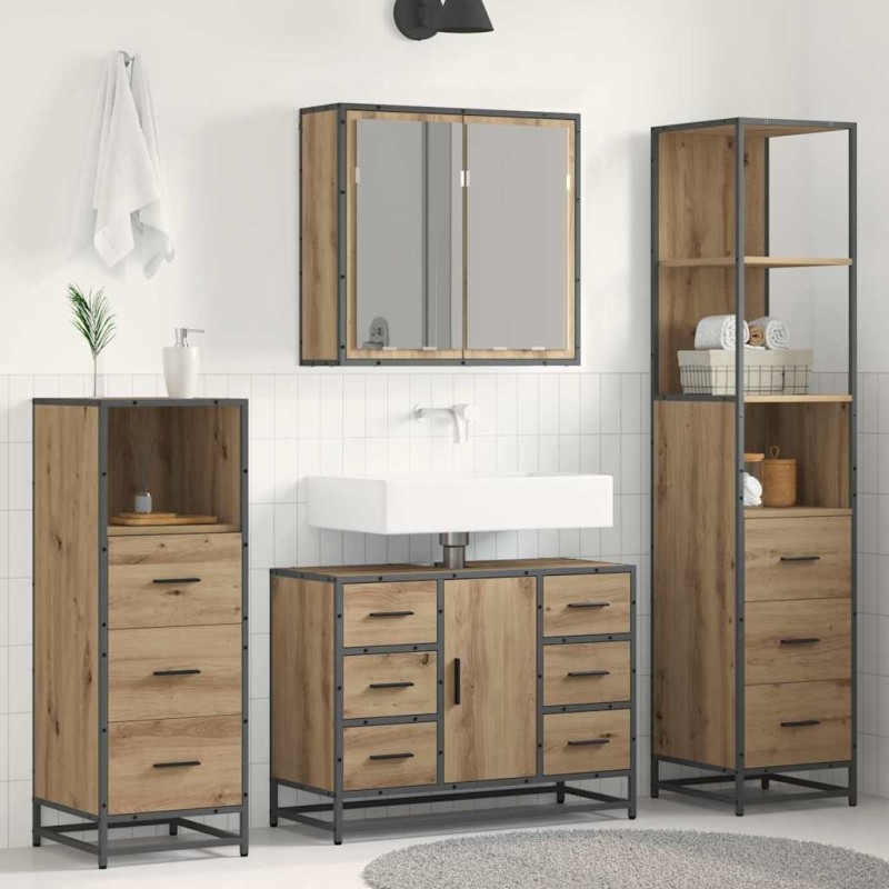 Ensemble de mobilier de salle de bain 4 pc Chêne artisanal 621282621282