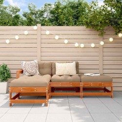 Ensemble de salon de jardin 4 pcs Brun cire Bois de pin massif 621298621298
