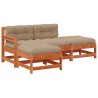 Ensemble de salon de jardin 4 pcs Brun cire Bois de pin massif 621298621298