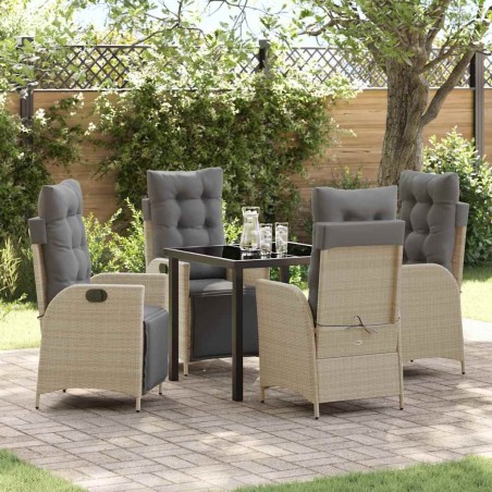 Ensemble de salle à manger pour jardin 5 pcs Beige polyrotin 621302621302