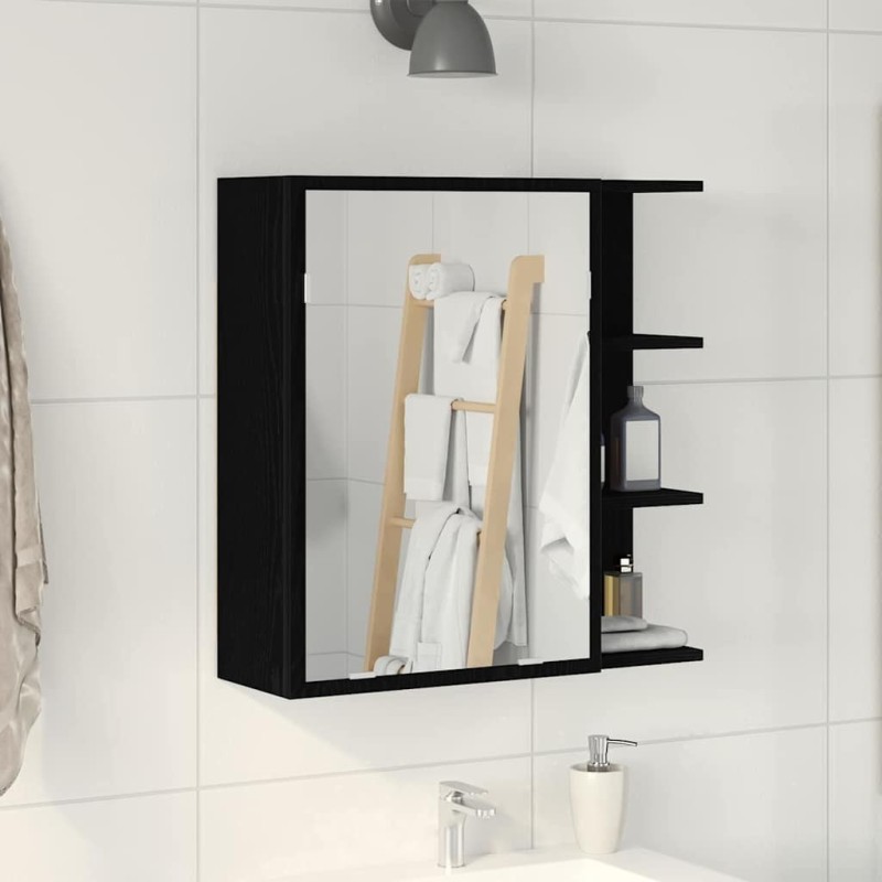 Armoire Miroir de Salle de Bain Chêne noir 62,5 x 20,5 x 64 cm 621304621304