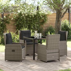 Ensemble de salle à manger pour jardin 5 pcs Gris polyrotin 621310621310