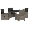 Ensemble de salle à manger pour jardin 5 pcs Gris polyrotin 621310621310