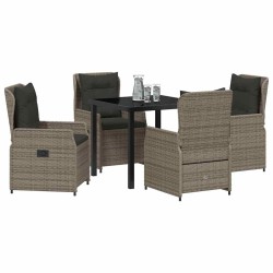Ensemble de salle à manger pour jardin 5 pcs Gris polyrotin 621310621310