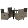 Ensemble de salle à manger pour jardin 5 pcs Gris polyrotin 621310621310