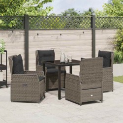 Ensemble de salle à manger pour jardin 5 pcs Gris polyrotin 621310621310