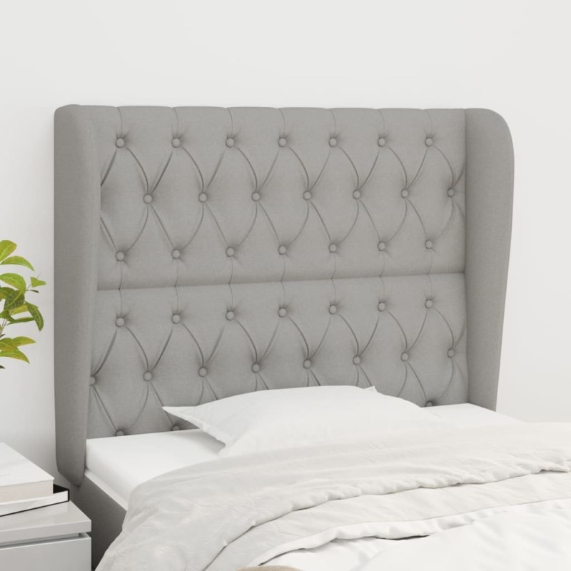 Tête de lit avec oreilles Gris clair 103x23x118/128 cm Tissu 621317621317