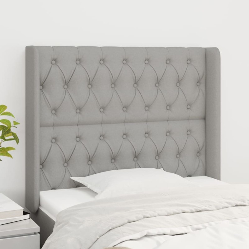 Tête de lit avec oreilles Gris clair 103x16x118/128 cm Tissu 621318621318