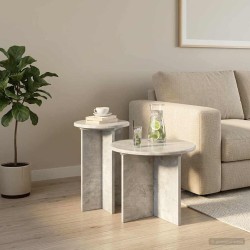 Ensemble de tables d'appoint 2 pcs Gris béton Bois d'ingénierie 621328621328