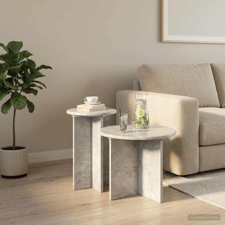 Ensemble de tables d'appoint 2 pcs Gris béton Bois d'ingénierie 621328621328