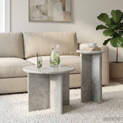 Ensemble de tables d'appoint 2 pcs Gris béton Bois d'ingénierie 621328621328