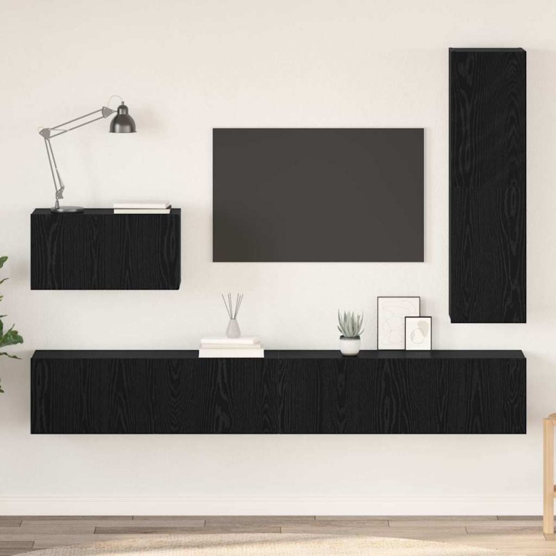 Ensemble meuble TV 4 pcs Chêne noir Bois d'ingénierie 621330621330