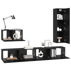 Ensemble meuble TV 4 pcs Chêne noir Bois d'ingénierie 621330621330