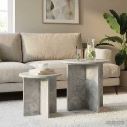 Ensemble de tables d'appoint 2 pcs Gris béton Bois d’ingénierie 621332621332