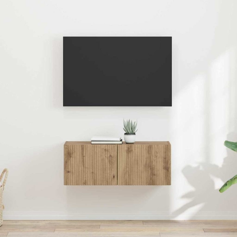 Meuble TV mural 2 pcs Chêne artisan Bois d'ingénierie 621339621339