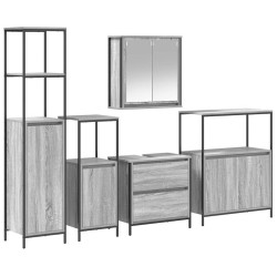 Ensemble de mobilier de salle de bain avec étagère 5 pcs Gris 621345621345