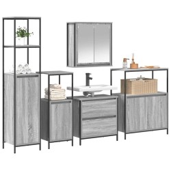 Ensemble de mobilier de salle de bain avec étagère 5 pcs Gris 621345621345