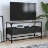 Meuble TV et dessus en verre noir 80x35x51 cm bois d'ingénierie 621346621346