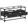 Meuble TV et dessus en verre noir 80x35x51 cm bois d'ingénierie 621346621346