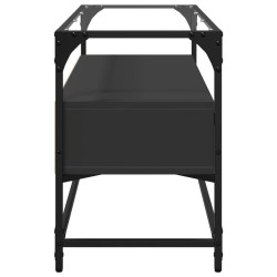 Meuble TV et dessus en verre noir 80x35x51 cm bois d'ingénierie 621346621346