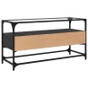 Meuble TV et dessus en verre noir 80x35x51 cm bois d'ingénierie 621346621346