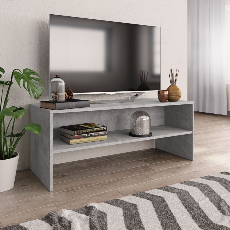 Meuble TV Gris béton 100x40x40 cm Bois d’ingénierie 621347621347