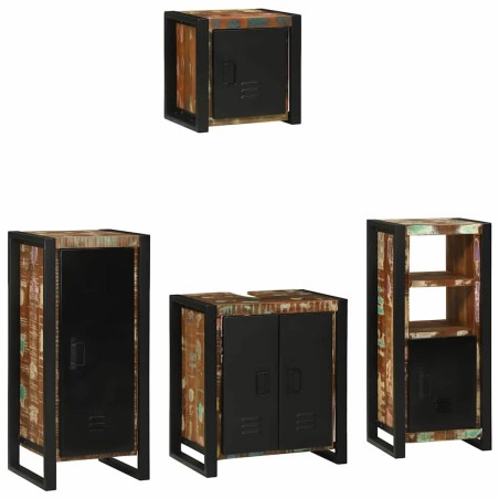 Ensemble de mobilier de salle de bain 4 pcs Bois Recyclé Solide 621350621350