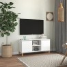 Meuble TV avec pieds en bois Blanc brillant 103,5x35x50 cm 621357621357