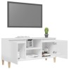 Meuble TV avec pieds en bois Blanc brillant 103,5x35x50 cm 621357621357