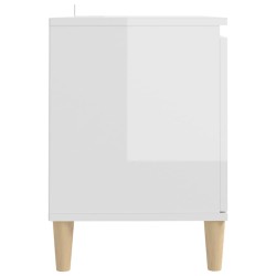 Meuble TV avec pieds en bois Blanc brillant 103,5x35x50 cm 621357621357