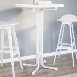 Table de bar blanc Ø80x110 cm bois d'ingénierie et acier 621358621358