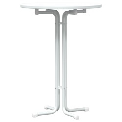 Table de bar blanc Ø80x110 cm bois d'ingénierie et acier 621358621358