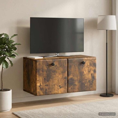 Meuble TV mural 59,5 x 31 x 30 cm Chêne fumé Bois d'ingénierie 621365621365