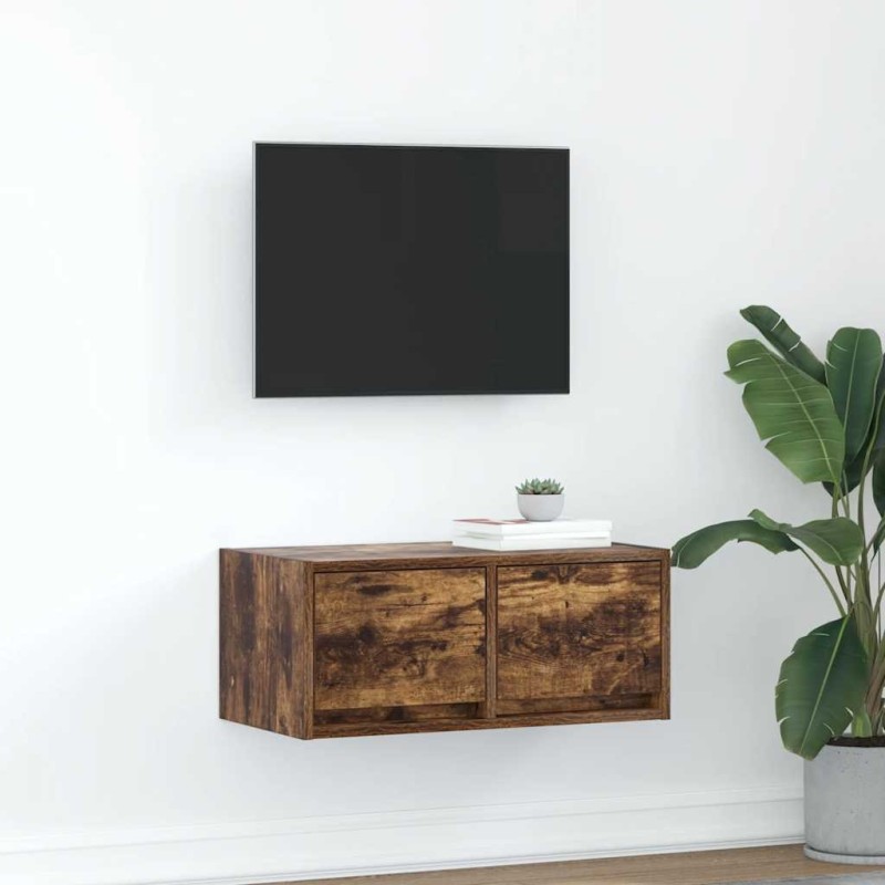 Meuble TV chêne fumé 60x31x25,5 cm bois d'ingénierie 621373621373