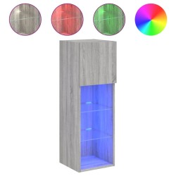 Meuble TV avec lumières LED sonoma gris 30,5x30x90 cm 621374621374