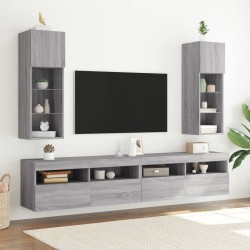 Meuble TV avec lumières LED sonoma gris 30,5x30x90 cm 621374621374