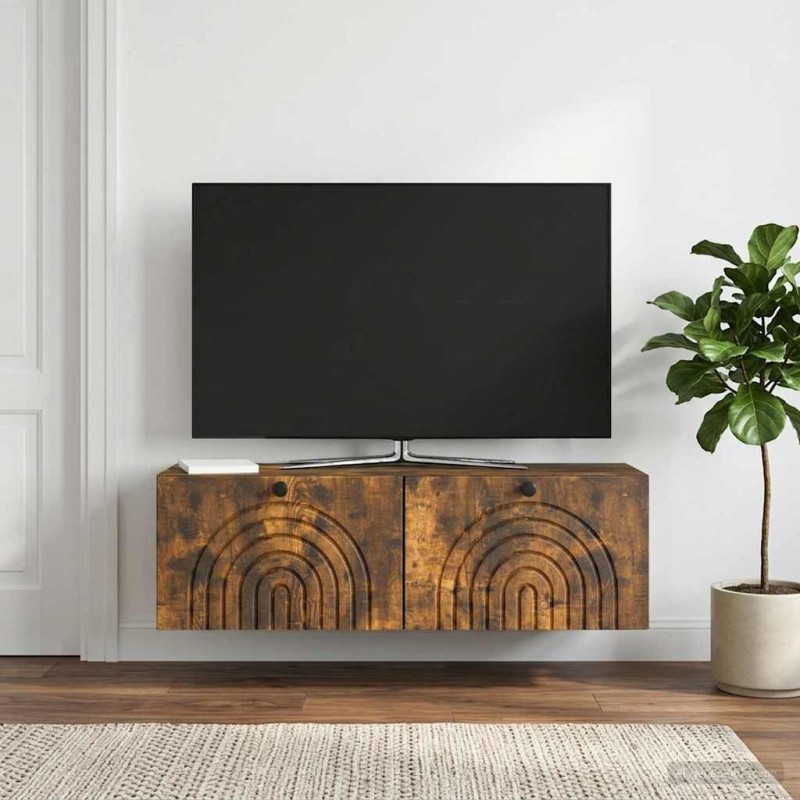 Meuble TV mural Chêne fumé 98 x 31 x 30 cm Bois d'ingénierie 621379621379