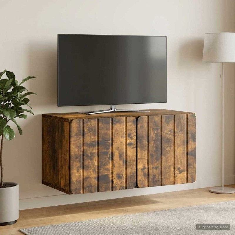 Meuble TV mural 59,5 x 31 x 30 cm Chêne fumé Bois d'ingénierie 621383621383