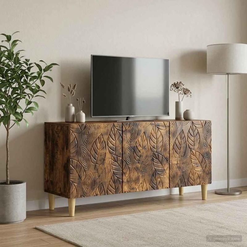 Meuble TV 99 x 34,5 x 50 cm Chêne fumé Bois d'ingénierie 621384621384