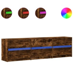 Meuble TV avec LED chêne fumé 180x34x50 cm bois d'ingénierie 621385621385
