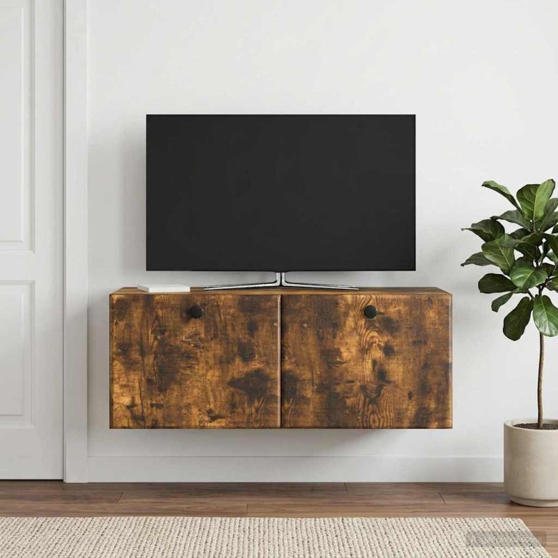 Meuble TV mural 78,5 x 31 x 30 cm Chêne fumé Bois d'ingénierie 621388621388