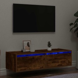 Meuble TV avec lumières LED chêne fumé 100X35,5x25 cm 621391621391