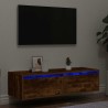 Meuble TV avec lumières LED chêne fumé 100X35,5x25 cm 621391621391