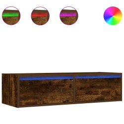 Meuble TV avec lumières LED chêne fumé 100X35,5x25 cm 621391621391
