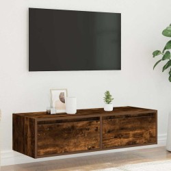 Meuble TV avec lumières LED chêne fumé 100X35,5x25 cm 621391621391