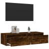 Meuble TV avec lumières LED chêne fumé 100X35,5x25 cm 621391621391