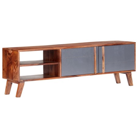Meuble TV gris 140x30x45 cm bois solide 621392621392