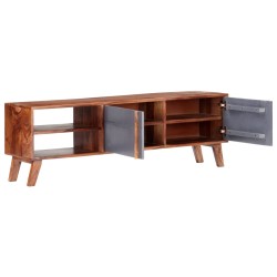 Meuble TV gris 140x30x45 cm bois solide 621392621392