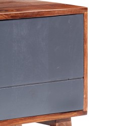 Meuble TV gris 140x30x45 cm bois solide 621392621392