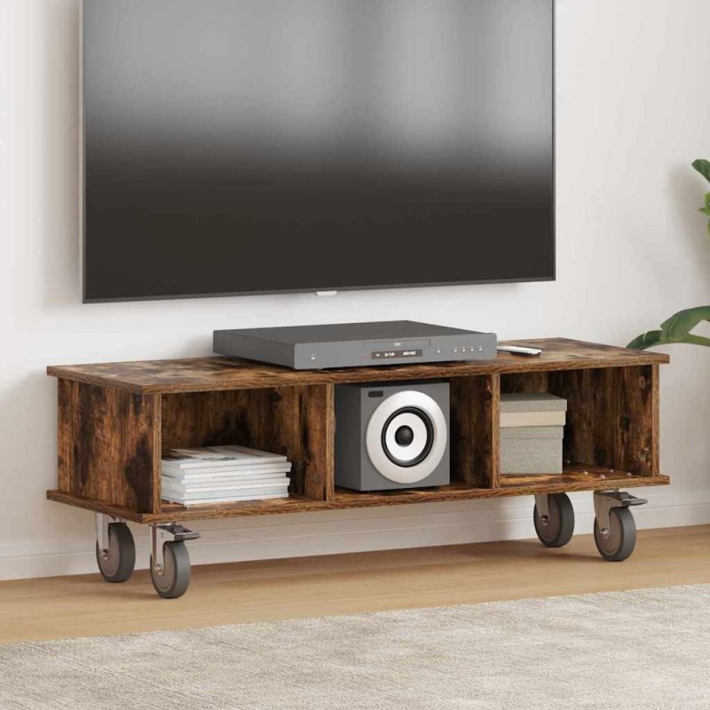 Meuble TV Chêne fumé 100 x 35 x 35 cm Bois d'ingénierie 621393621393